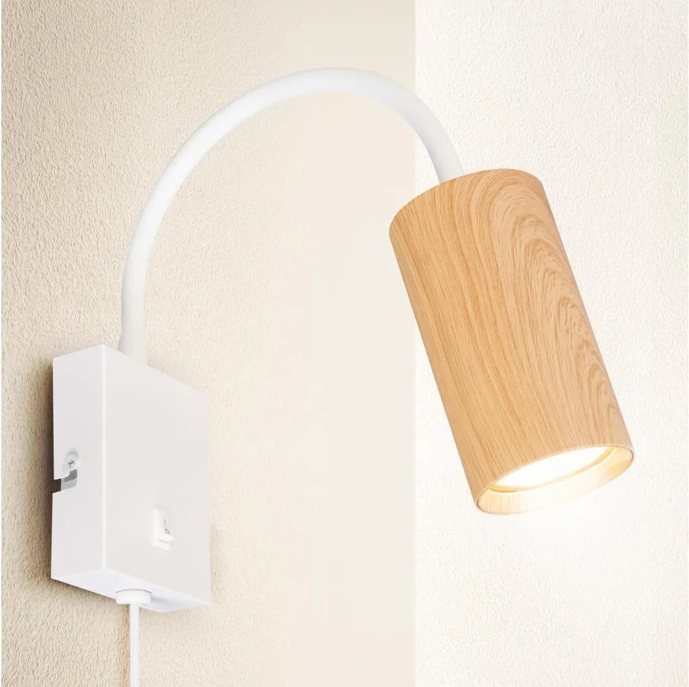 Brilagi - Regulowana lampa ścienna SELE 1xGU10/30W/230V biała/dekor dąb