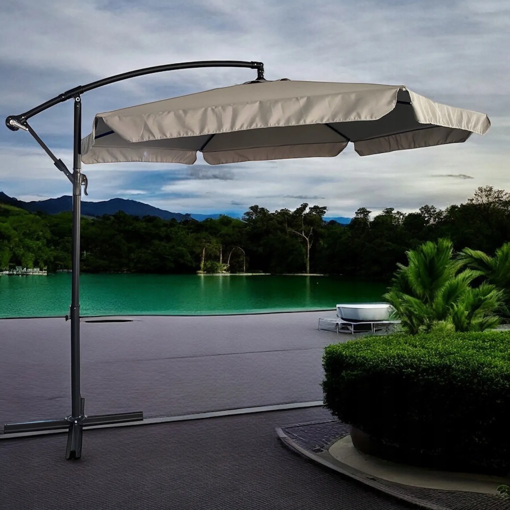 Składany parasol ogrodowy Floriva YN7011-LG, jasny szary