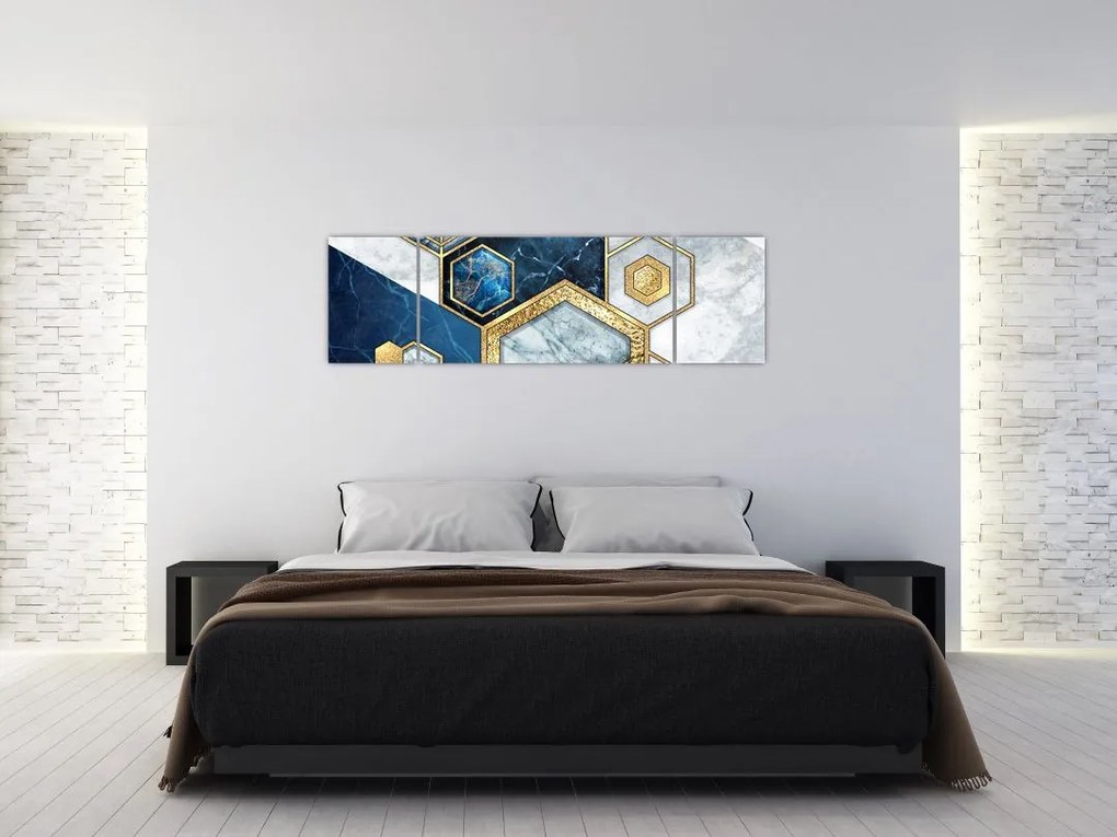 Obraz - Marmurowe sześciokąty (170x50 cm)