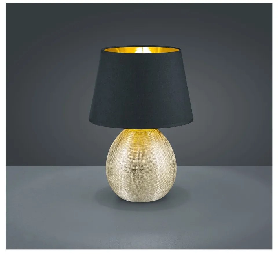 Czarna lampa stołowa z ceramiki i tkaniny Reality Luxor, wys. 35 cm