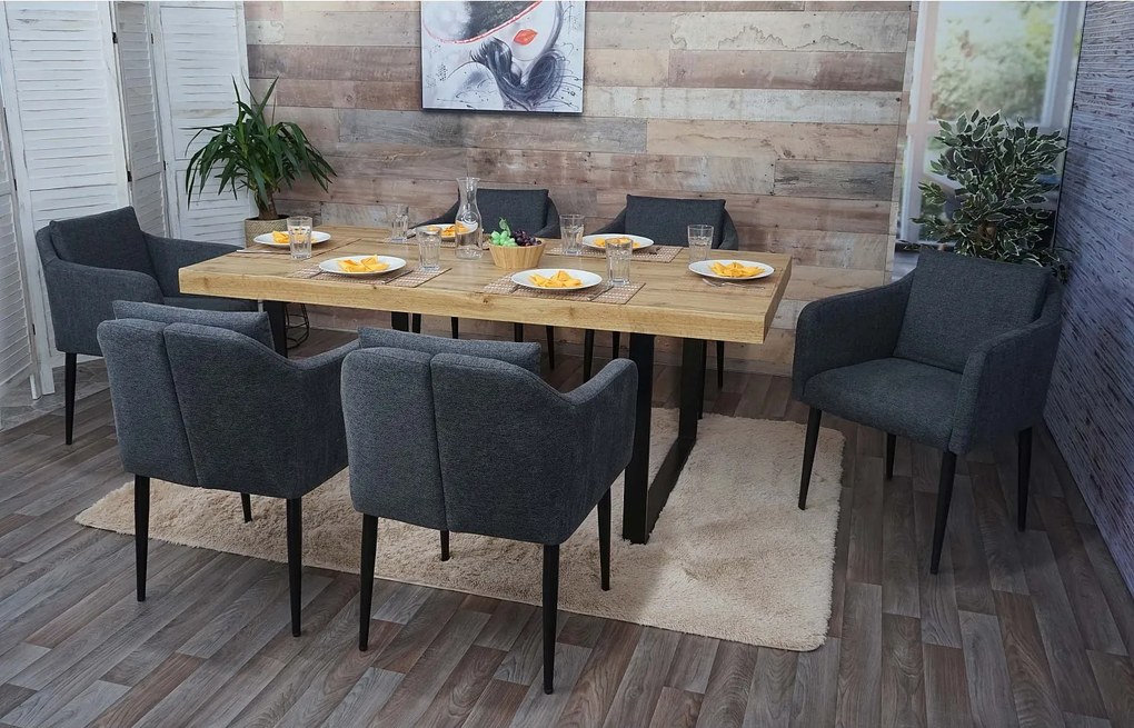 Krzesło do jadalni MCW-H93 (zestaw 6 sztuk),  tkanina/tekstylia ciemnoszary