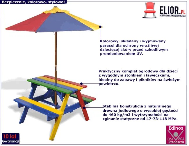 Kolorowy stół piknikowy dla dzieci S8-E94