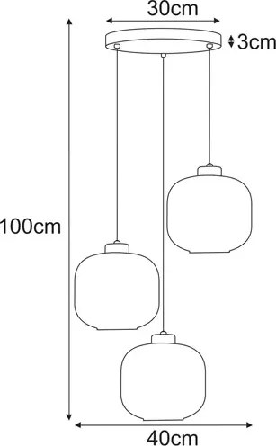 Lampa z trzema kloszami beżowa wisząca E4-S53