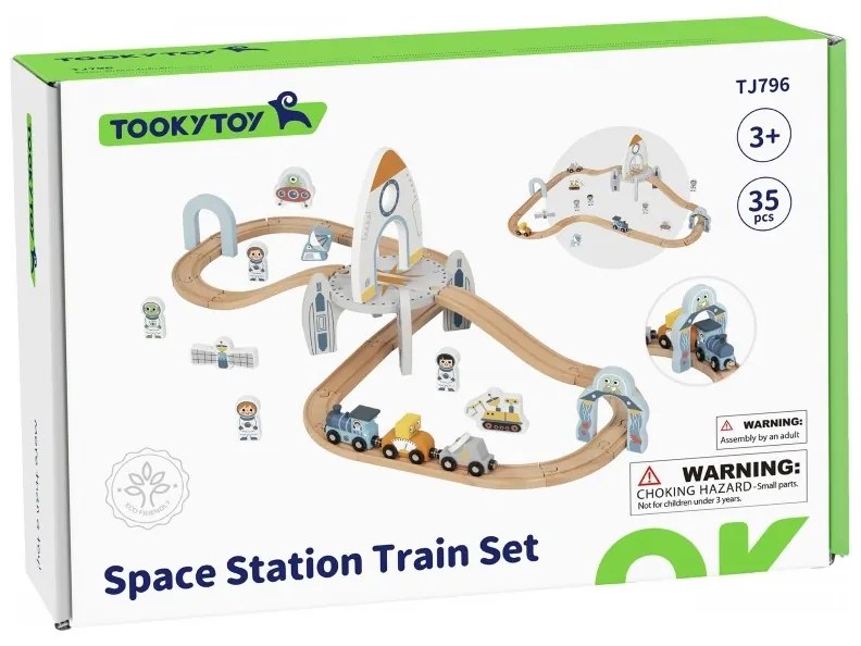 Tooky toy drewniana kolejka kosmiczna zestaw tory