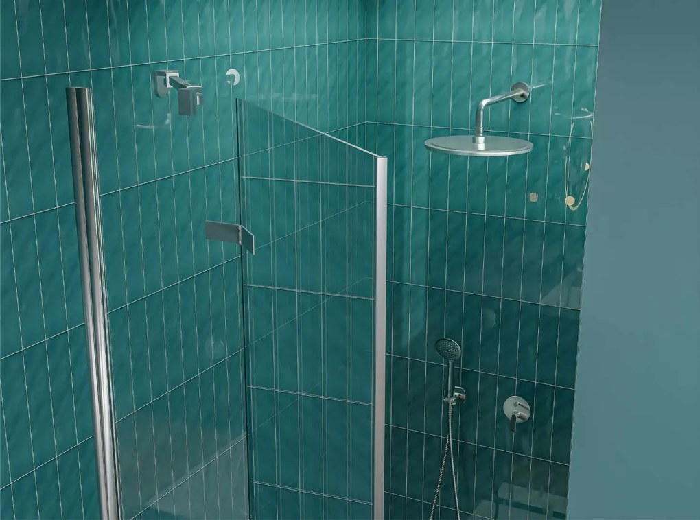 Drzwi prysznicowe uchylne 110 cm, szkło transparentne profile chromowane LAPAZ