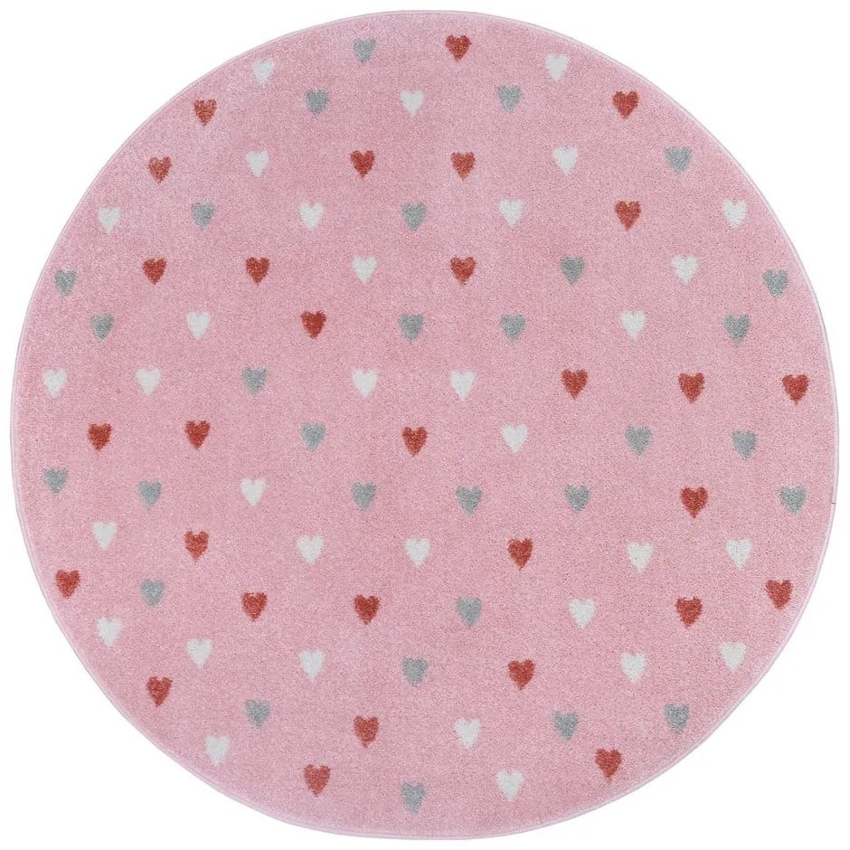 Różowy dywan dziecięcy ø 100 cm Little Hearts – Hanse Home
