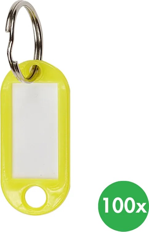 Breloczki do kluczy, 100 szt., żółte
