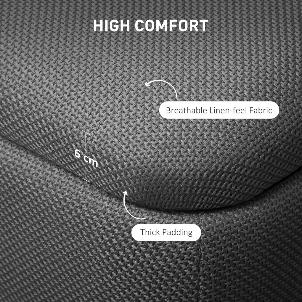 HOMCOM Hoker ze schowkiem, ławka z piankowym wypełnieniem, imitacja lnu, 111 x 44 x 44,5 cm, ciemnoszary