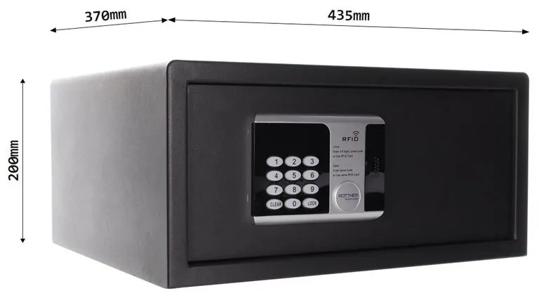 Sejf meblowy elektroniczny RFID LAP, 200 x 435 x 370 mm, RFID chip/karta