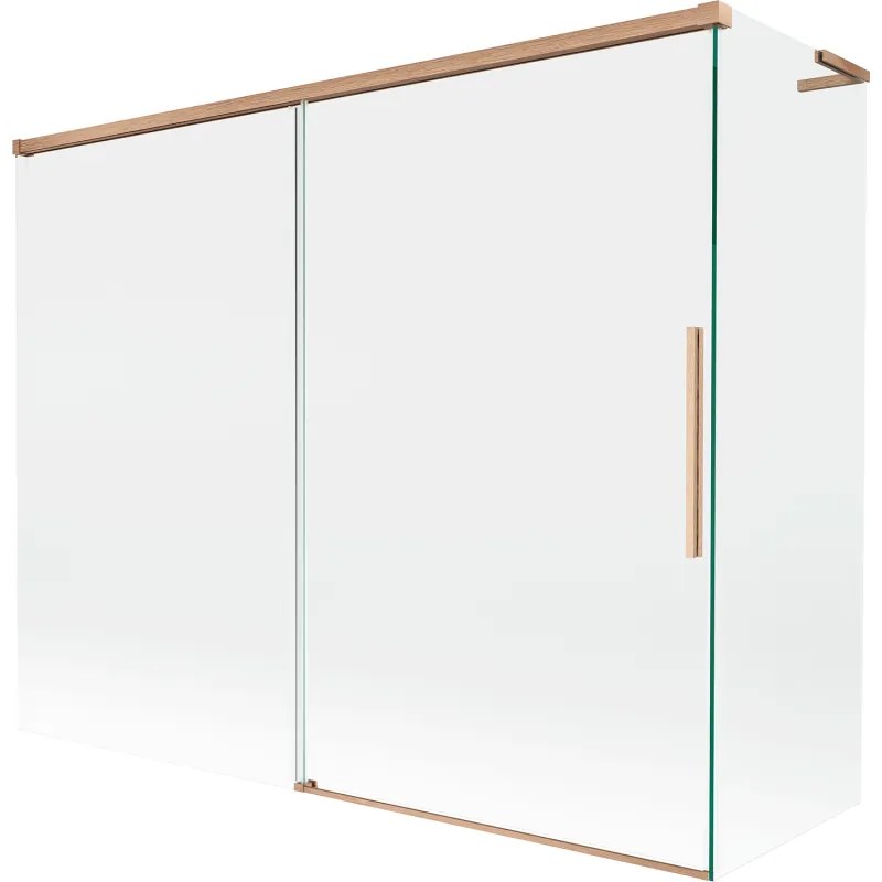 Mexen Rox L parawan nawannowy 2-skrzydłowy rozsuwany 190 + 80 x 150 cm, transparent, miedź szczotkowana - 8C9L-190-080-65-00