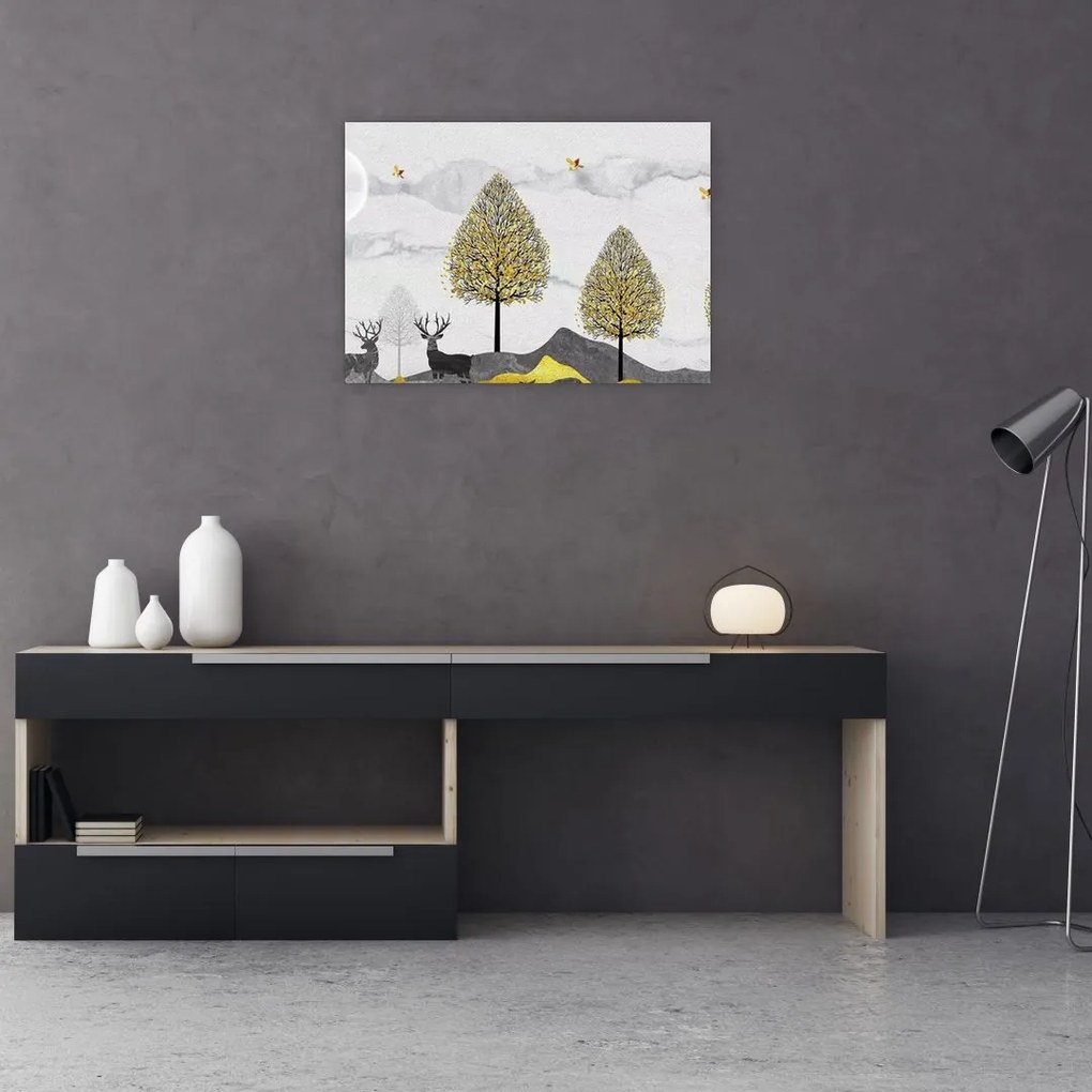 Obraz malowanych jeleni (70x50 cm)
