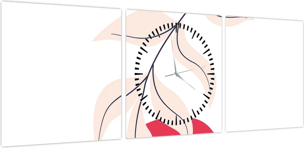 Obraz - Różowa abstrakcja kwiatowa N⁰2 (z zegarem) (90x30 cm)