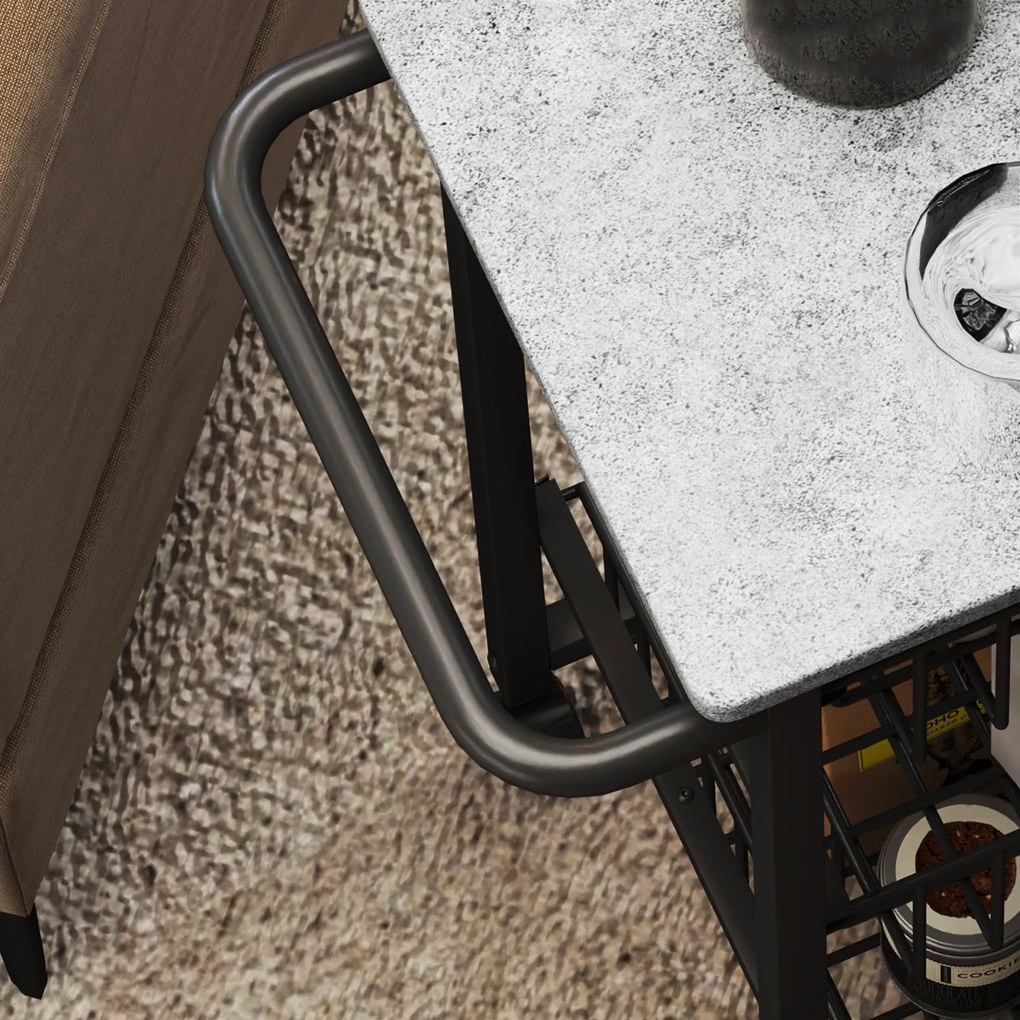 HOMCOM 3-poziomowy wózek kuchenny na kółkach, mobilny wózek do serwowania, wózek kuchenny z 3 stalowymi koszami, wózek do serwowania