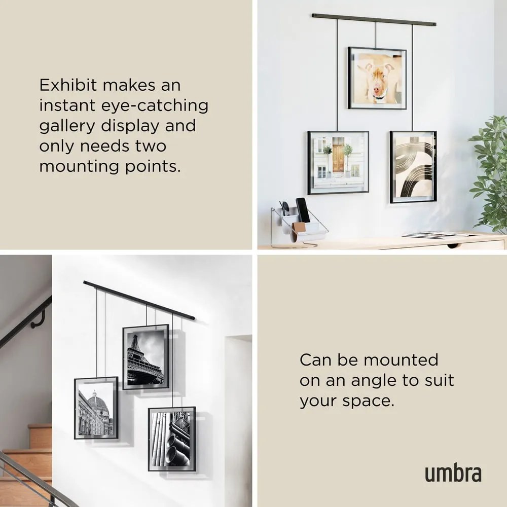 Czarne metalowe ramki ścienne zestaw 3 szt. 73x82 cm Exhibit – Umbra