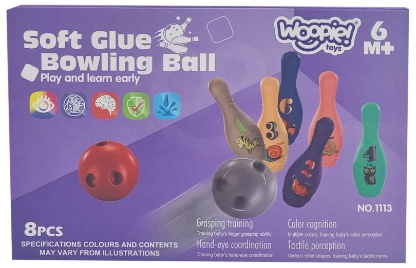 Woopie baby kręgle sensoryczne dla niemowląt 8 el.