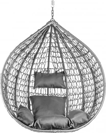 Szare wiszące krzesło KOKON bez stojaka, szara poduszka