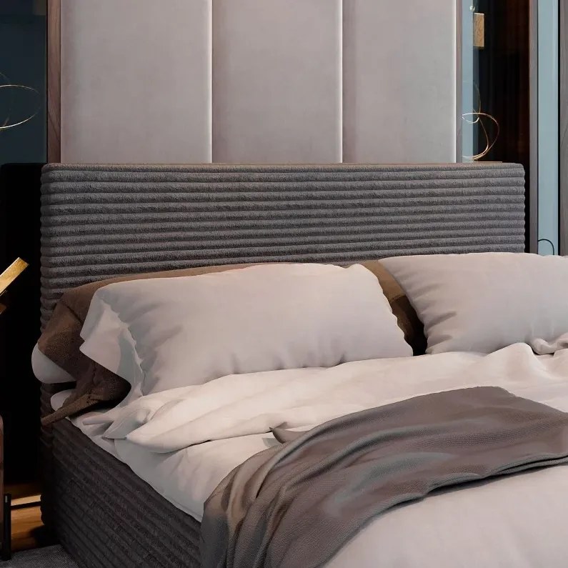 Promocja Łóżko tapicerowane boxspring ISPIRA 140x200 cm kremowe II jakość Materac: Materac sprężynowy Bonell