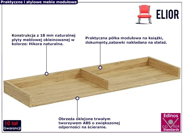 Półka modułowa 110 cm hikora naturalna Lorenza 5X