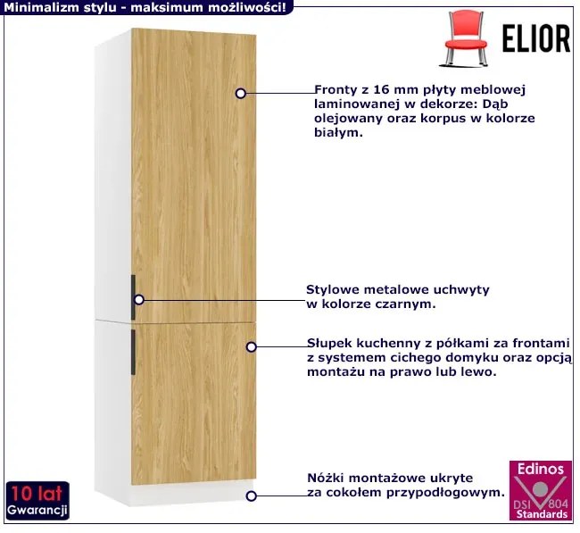 Słupek kuchenny 60 cm do przechowywania dąb olejowany - Bixor 39X