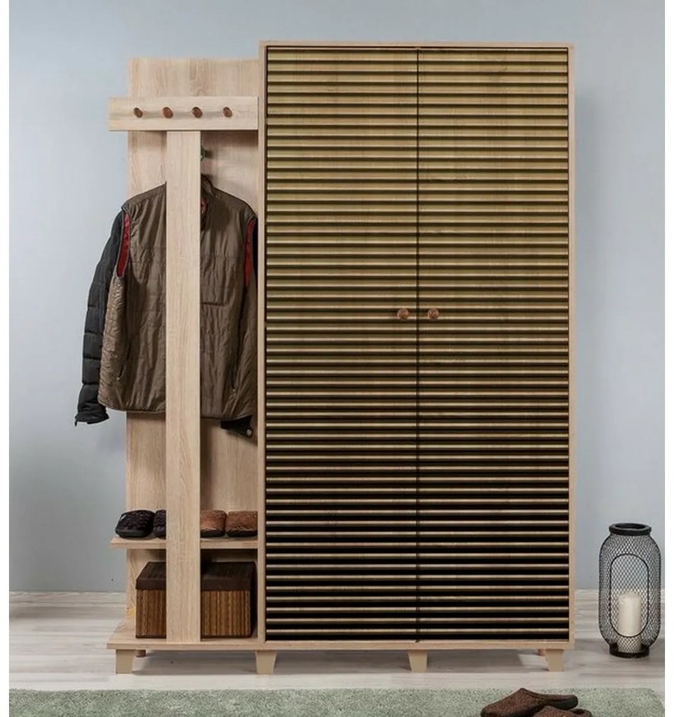 Wieszak z szafą Garmanto Sonoma Oak Double