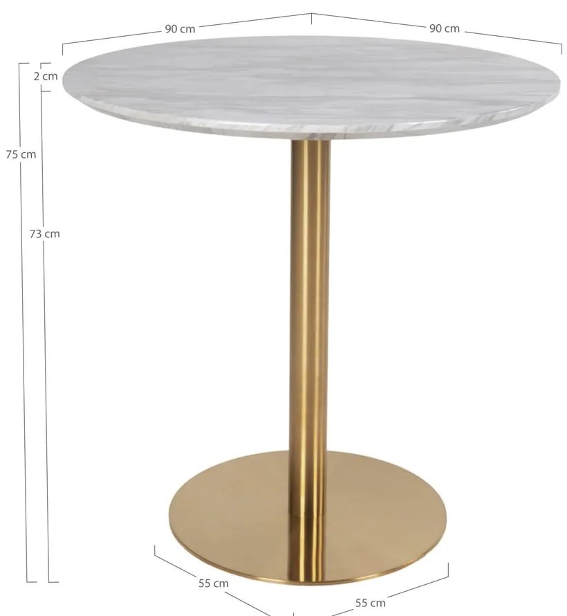 Okrągły stół z blatem w dekorze marmuru ø 90 cm Bolzano – House Nordic