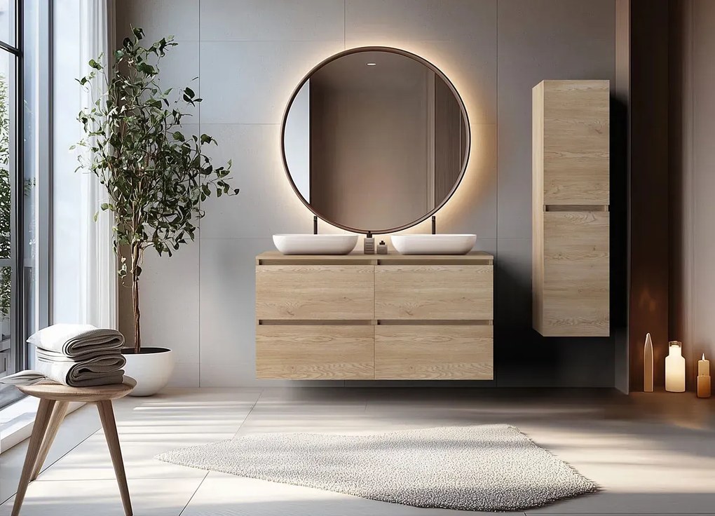 3 elementowy zestaw wiszących mebli łazienkowych jasny dąb M7-M16