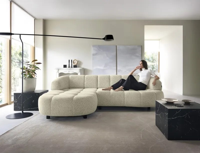 Narożnik VELPA S z elektryczną regulacją siedziska Lewostronny wolnostojący w tkaninie PUENTE 03 WERSAL