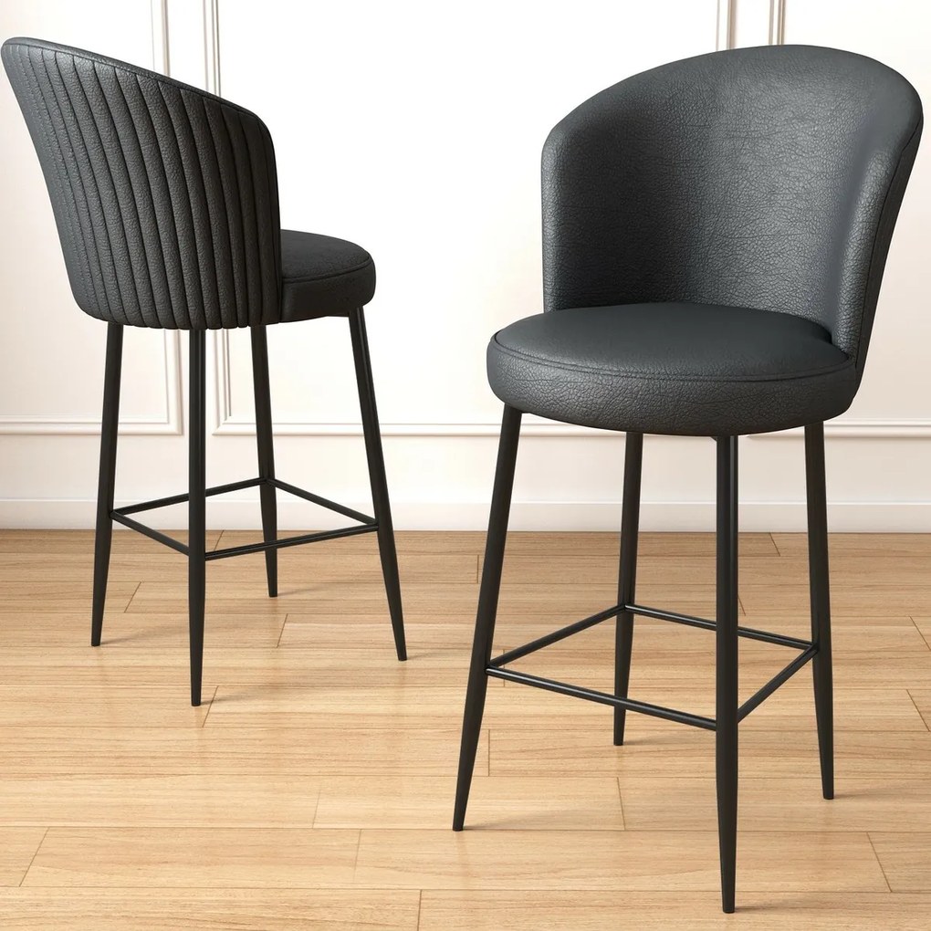 Zestaw krzeseł barowych Uras Anthracite and Black,6 szt., 6 szt.