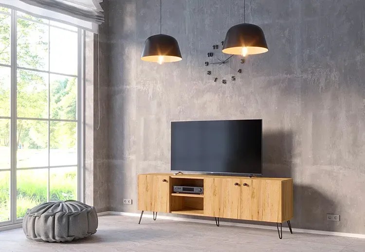 Szafka RTV w stylu loft dąb craft - Zorina 10X