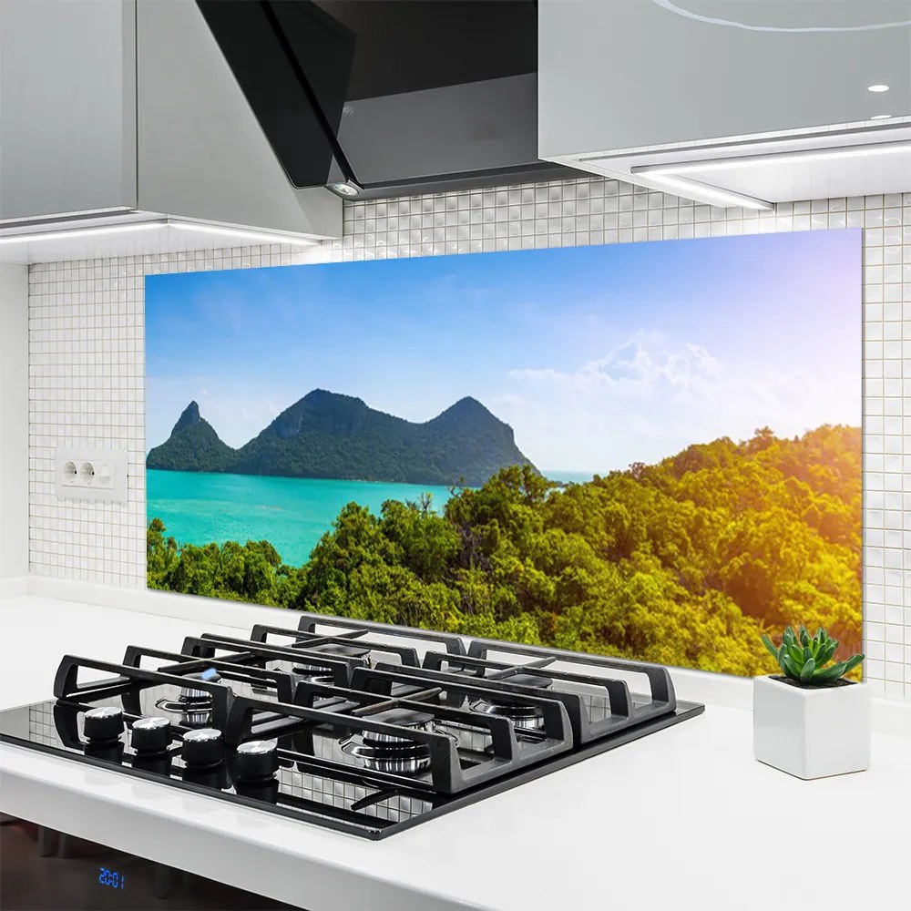 Panel Szklany do Kuchni Szczyty Gór nad Zatoką