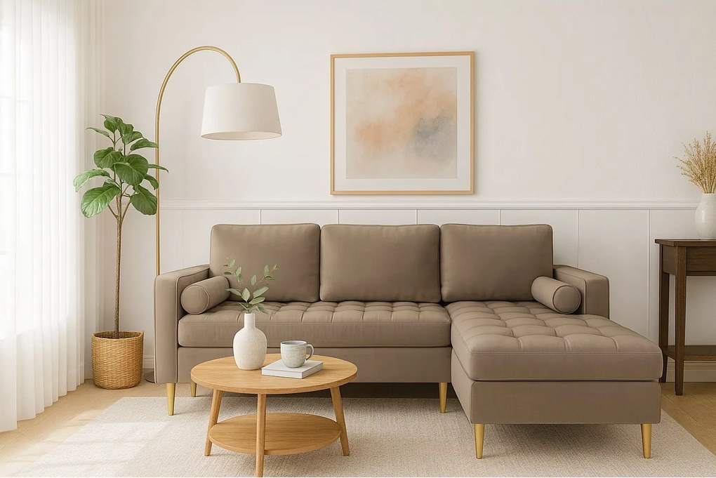 Narożnik prawy rozkładany Monza 246x172 cm z funkcją spania - brązowy Monolith 15