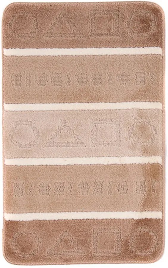 Stylowy beżowy dywanik łazienkowy w geometryczne wzory T1-C97