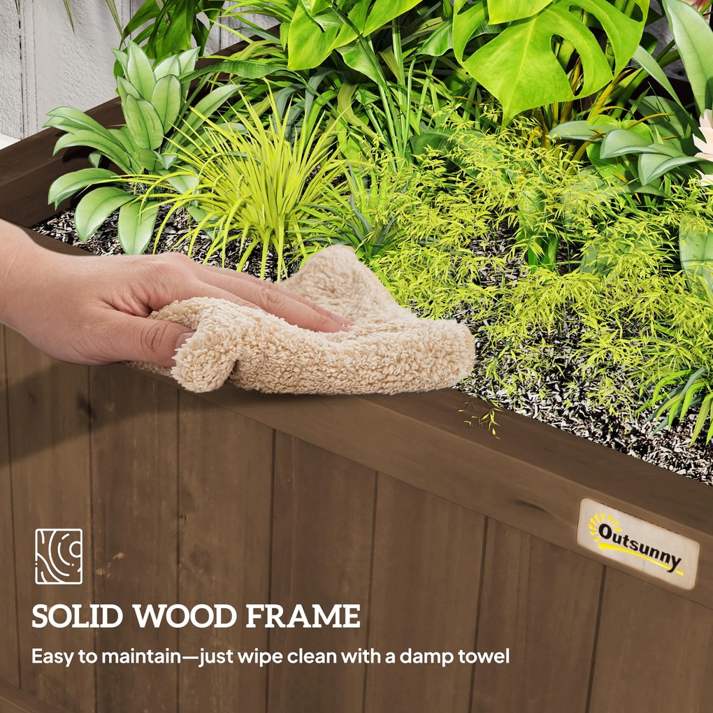 Outsunny Wysokie Grządki z Pergolą i Dachem, Skrzynka na Kwiaty, Grządka, Odporna na Warunki Atmosferyczne, Drewniana, 90 x 45 x 183 cm, Brązowy | Aosom PL