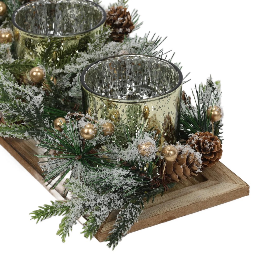 Zestaw trzech świeczników tealight na ozdobnej podstawce