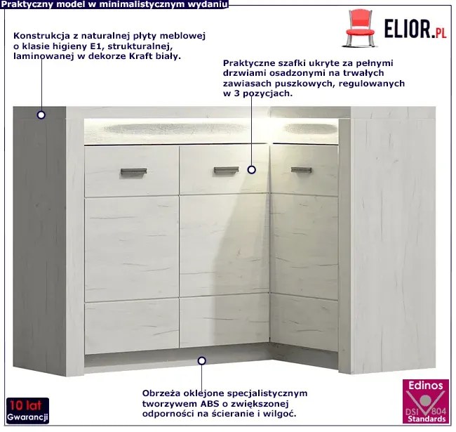Komoda narożna kraft biały - Filin 15X