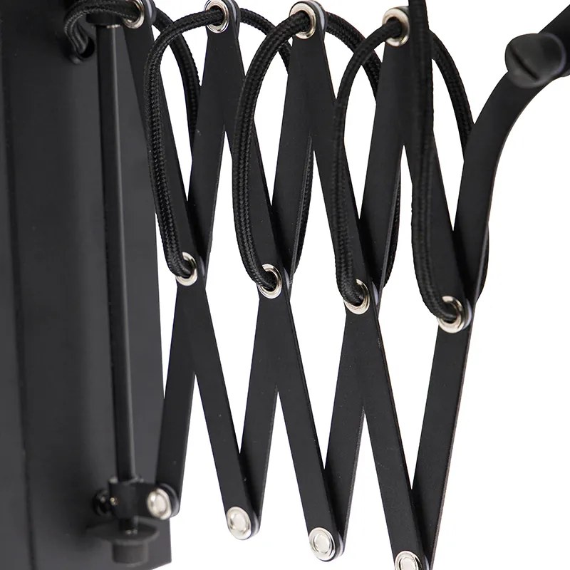 Industrialna lampa ścienna czarna z regulowanym ramieniem - Merle