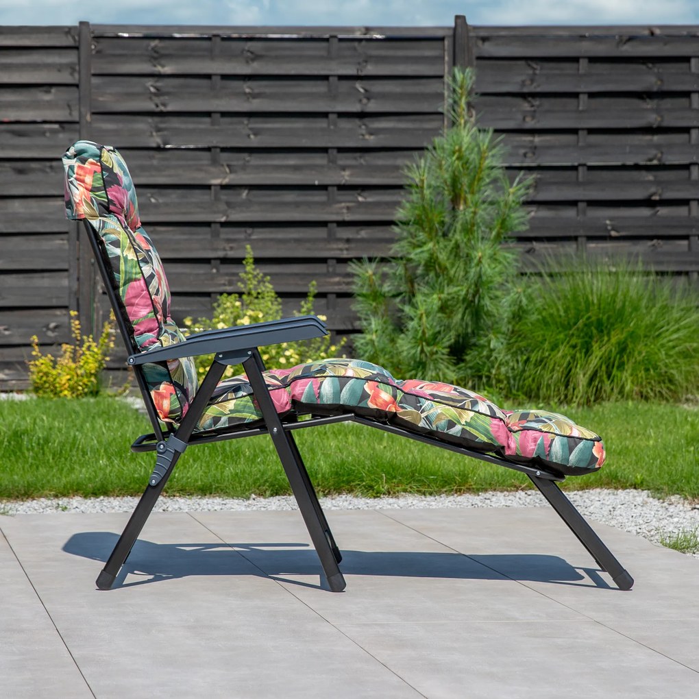 Leżak ogrodowy z podnóżkiem Lena Lounger Black Edition G052-23IB PATIO