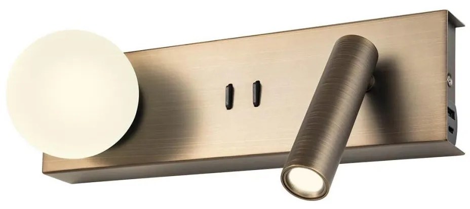 Redo 01-4662 - Kinkiet LED NORMA LED/5W/230V+LED/3W CRI90 USB brązowy