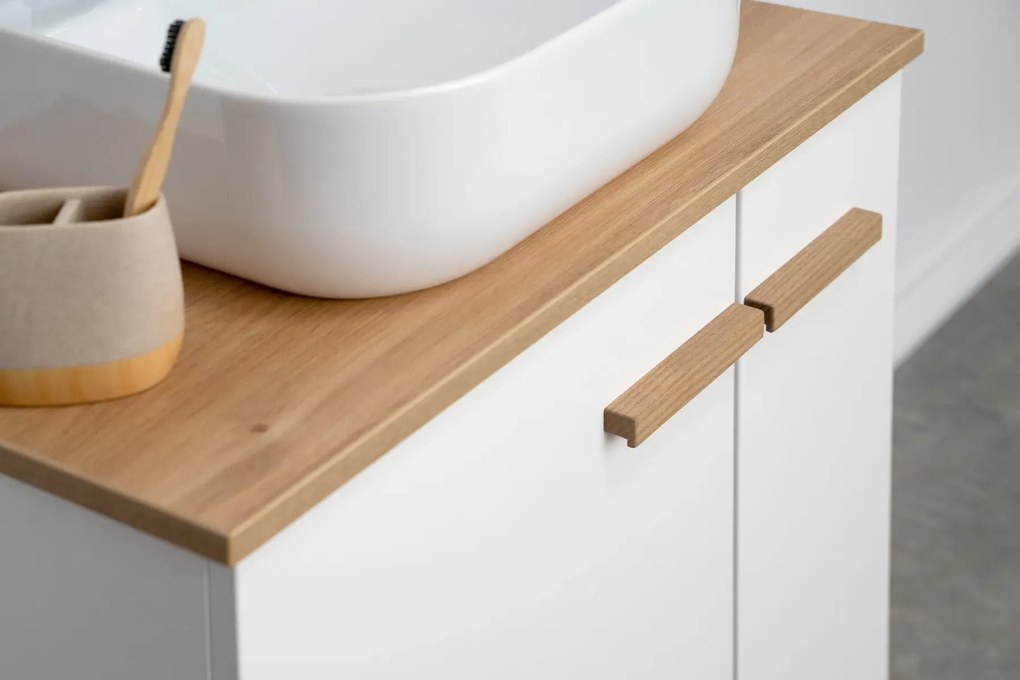 Szafka pod umywalkę L-WOOD 59 cm biały połysk KROFAM