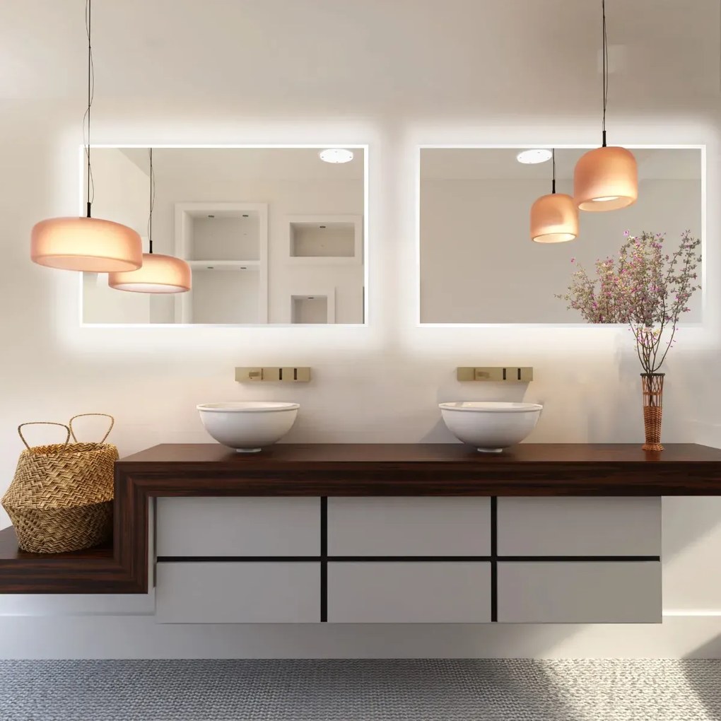 Lustro łazienkowe LUMO 90x60cm białe z oświetleniem LED BALTICA DESIGN