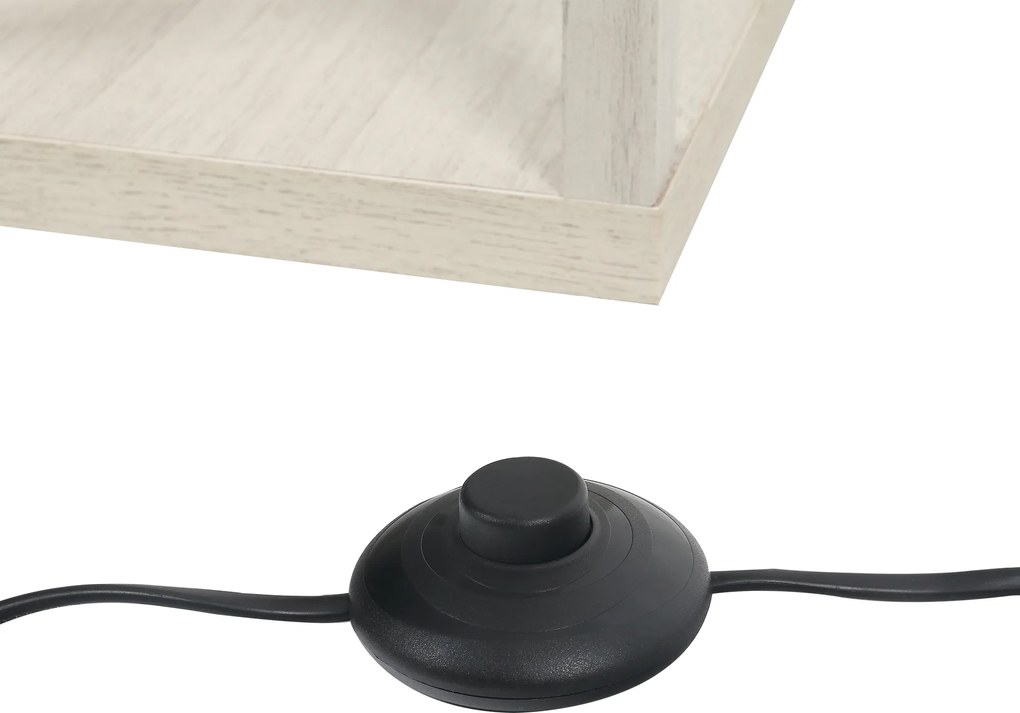 HOMCOM Lampa stojąca z półkami, Lampka stojąca, Drewno, 26 x 26 x 160 cm, do salonu/sypialni (Bez żarówki)