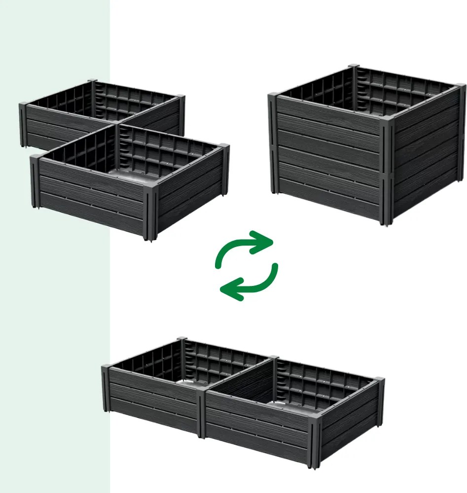 Podwyższona grządka BASE PLANT, 61x61x46cm, antracytowa Prosperplast