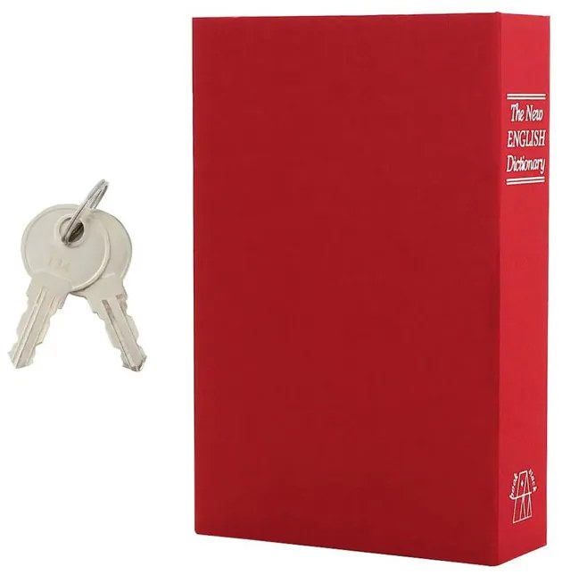 Sejf książka, metalowa kasetka BOOKCASE, czerwony