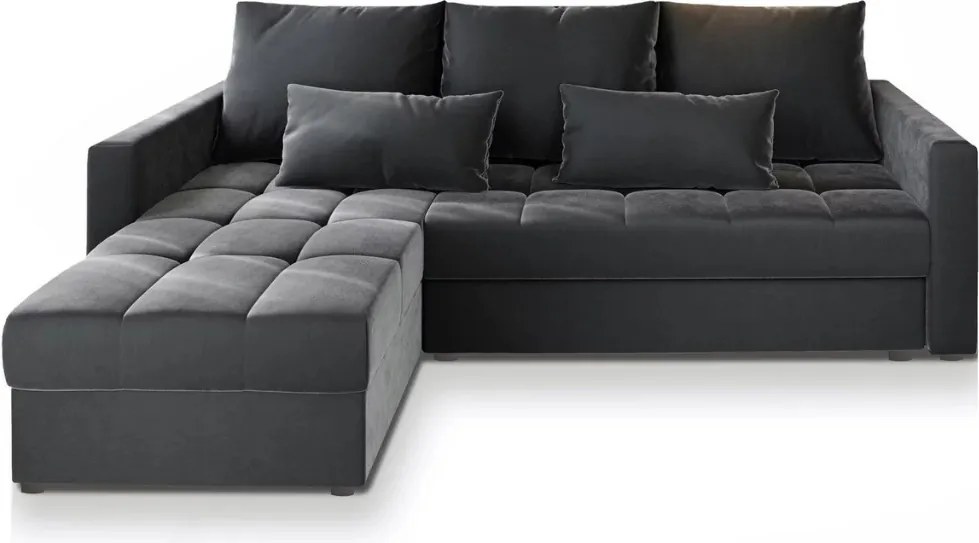 Ciemnoszara rozkładana narożna sofa ZENOVA 220x140 cm, dwustronna