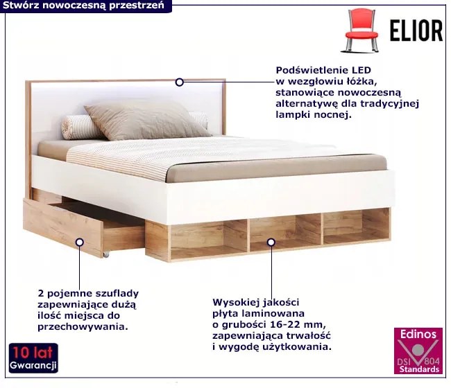 Nowoczesne łóżko z szufladami i podświetleniem LED - Azarox 4X