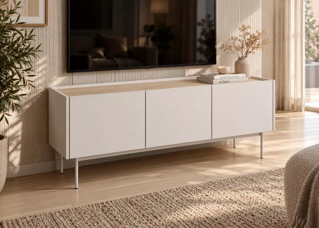 Szafka RTV Lobster – nowoczesna szafka pod TV do salonu na metalowych nóżkach, minimalistyczny design