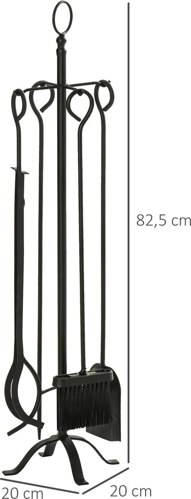 5-częściowy zestaw kominkowy kominek zestaw komplet przybory kominkowe narzędzia metal | Aosom.pl