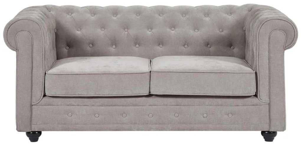 Kanapa 2-osobowa z szarej tkaniny CHESTERFIELD