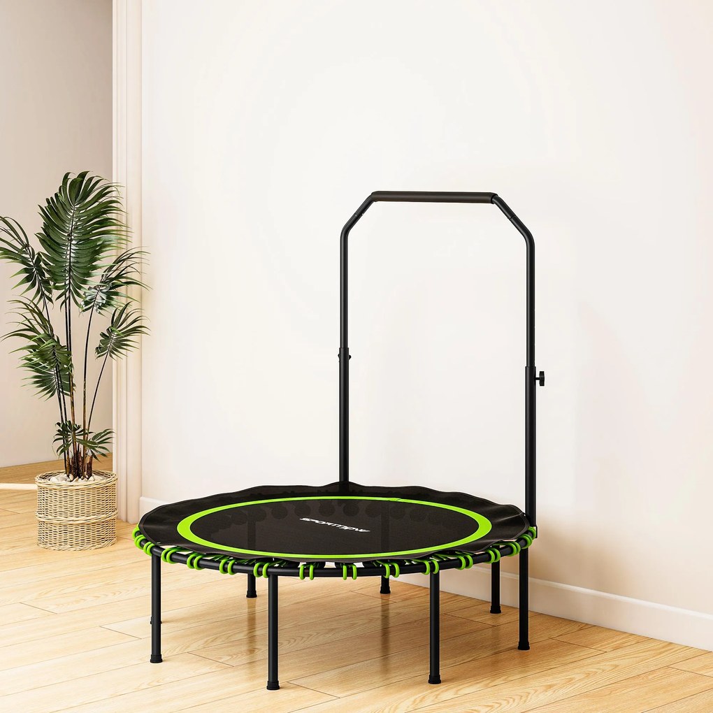 SPORTNOW Trampolina fitness z regulowanym uchwytem, Trampolina sportowa do użytku wewnątrz i na zewnątrz, Stal, Tworzywo sztuczne, Zielony