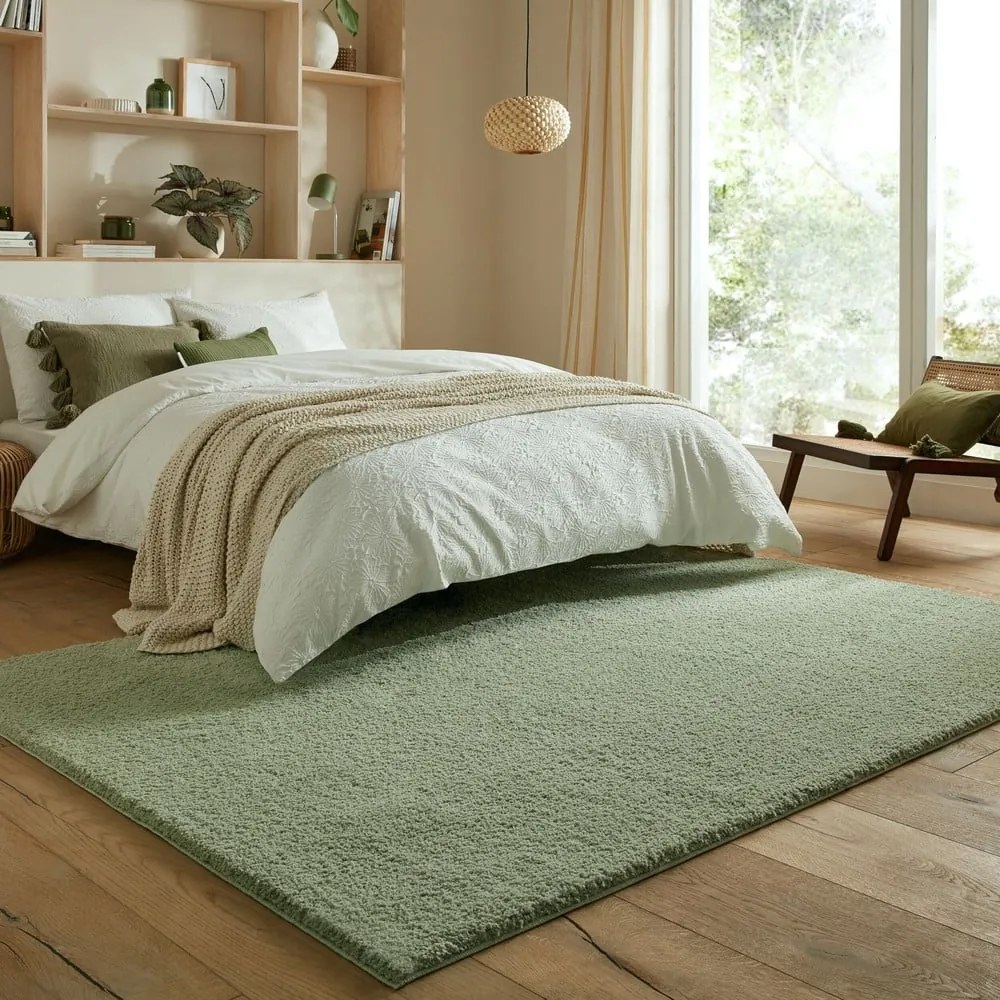 Zielony dywan z włókien z recyklingu odpowiedni do prania 120x170 cm Fluffy – Flair Rugs
